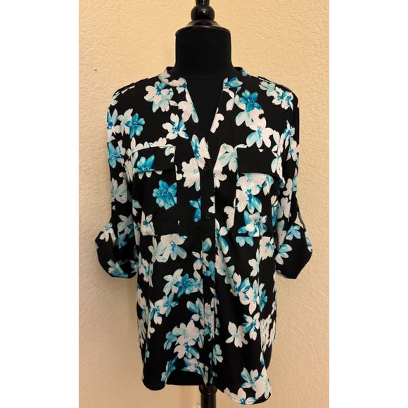 Calvin Klein Floral Long Sleeve Button Up- Sz M - Picture 2 of 12